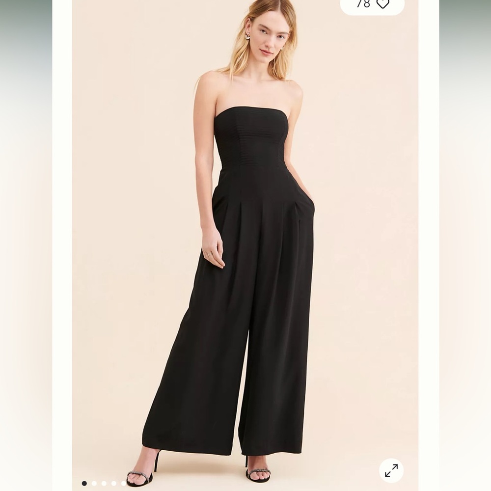 Gilner Farrar Black Strapless Wide-Leg Jumpsuit from Anthropologie. NWT.